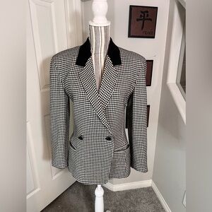 Genny Italy $250 Made in Italy Wool Silk Houndstooth Suit Blazer Fit Size Small